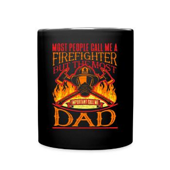 Feuerwehrmann Papa Geschenk Feuerwehr - Tasse einfarbig - Schwarz - Vorne