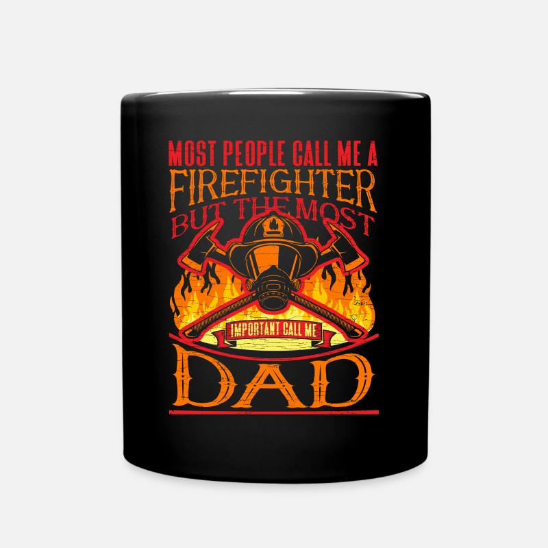 Feuerwehrmann Papa Geschenk Feuerwehr - Tasse einfarbig - Schwarz