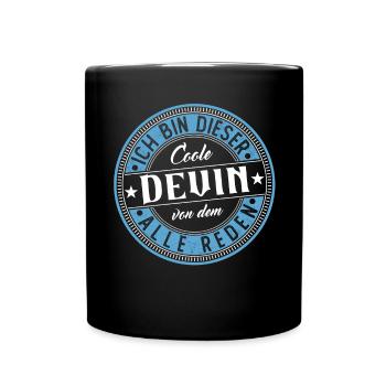 Devin Geschenkidee Geschenk Geburtstag - Tasse einfarbig - Schwarz - Vorne