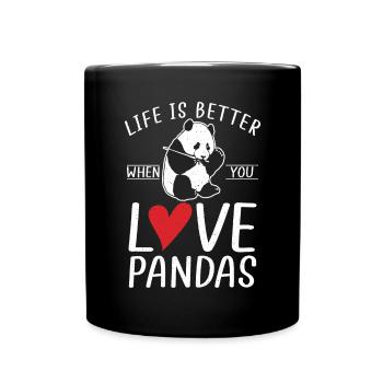 Panda Geschenke Panda Liebhaber - Tasse einfarbig - Schwarz - Vorne