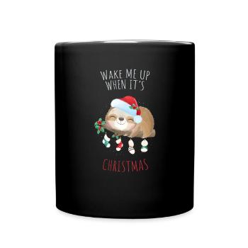 Weck mich auf wenn es Weihnachten ist - - Tasse einfarbig - Schwarz - Vorne