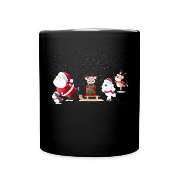 Süßes Weihnachtsmann Pinguin Rentier - Tasse einfarbig - Schwarz - Vorne
