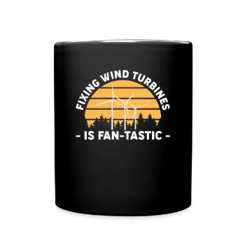 Fixing Wind Turbines Is Fan-Tastic Shirt Gift - Full Colour Mug - black - Front