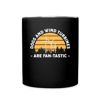 Les chiens et les éoliennes sont fan-tastic - Mug uni - noir - Devant