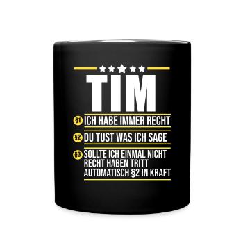 Tim - Tasse einfarbig - Schwarz - Vorne