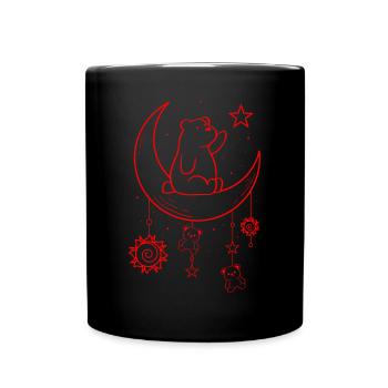 Bohemian Aesthetic Kawaii Bear Sun and Moon - Full Colour Mug - black - Front