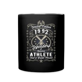Vintage 1992 Baseball Birthday Gift Hobby - Full Colour Mug - black - Front