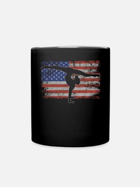 Akrobatik Retro USA Flagge Turnen 4th of July - Tasse einfarbig - Schwarz