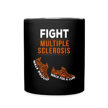 Fight Multiple Sclerosis MS Awareness Warrior Ribb - Full Colour Mug - black - Front
