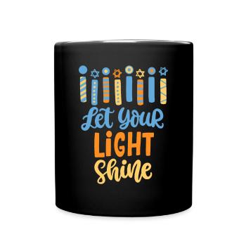 Funny Hanukkah Let Your Light Shine Menorah Adults - Full Colour Mug - black - Front