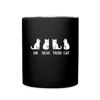 Funny Meow Kitty Un Deux Trois Cat Funny Black Cat - Full Colour Mug - black - Front