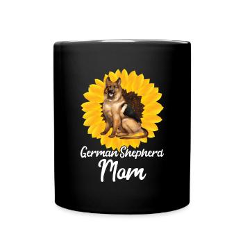 Berger allemand Tournesol Maman - Mug uni - noir - Devant