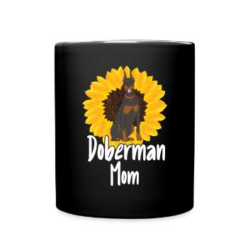 Doberman Mom Tournesols Doberman Pinscher Chien - Mug uni - noir - Devant