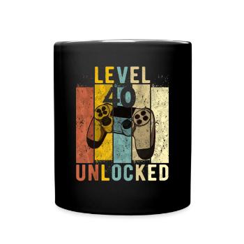 Homme 40e anniversaire Niveau 40 Débloqué Vidéo Gamerle - Mug uni - noir - Devant
