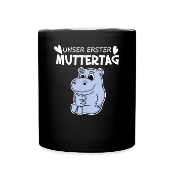 Muttertag - erster Muttertag Geschenk - Tasse einfarbig - Schwarz - Vorne