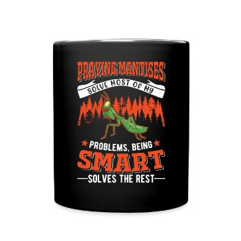 Gottesanbeterin Geschenk Mantis Fangschrecke - Tasse einfarbig - Schwarz - Vorne