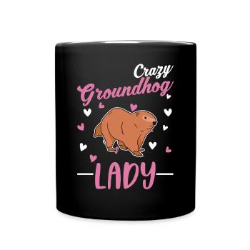 Crazy Marmot Woman Crazy Groundhog lady - Full Colour Mug - black - Front