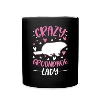 Crazy Marmot Woman Crazy Groundhog lady - Full Colour Mug - black - Front