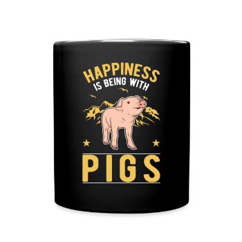 SchweineHappiness is being with Pigs - Tasse einfarbig - Schwarz - Vorne