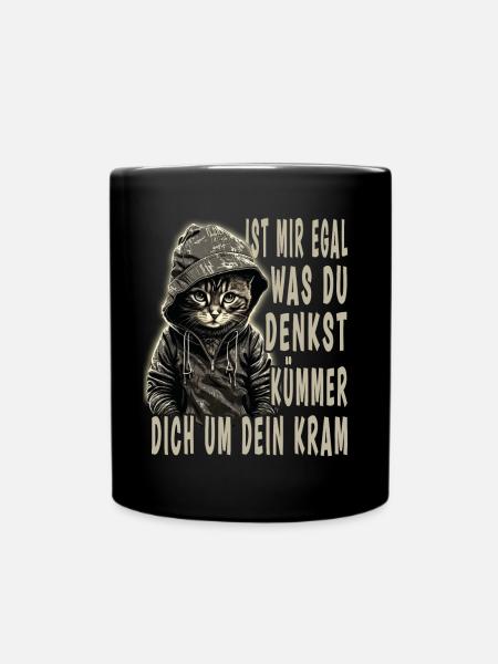 ist mir egal Katze - Tasse einfarbig - Schwarz