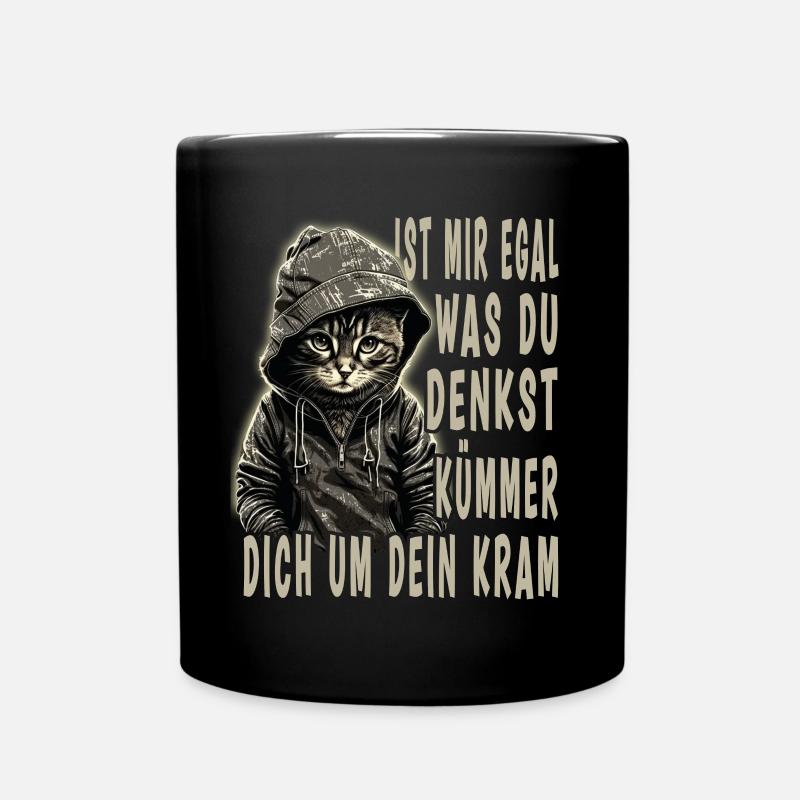 ist mir egal Katze - Tasse einfarbig - Schwarz