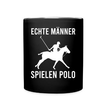 Polo Sport Reiter Reitsport Geschenk Herren - Tasse einfarbig - Schwarz - Vorne