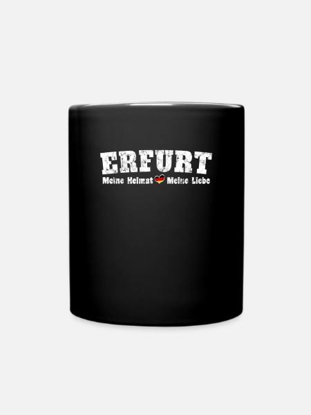 Erfurt Meine Heimat meine Liebe Herz - Tasse einfarbig - Schwarz
