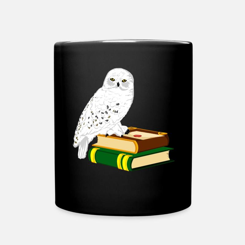 Schneeeule Bücher Zauberei - Tasse einfarbig - Schwarz