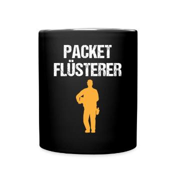 Postbote Zusteller Briefträger Geschenk - Tasse einfarbig - Schwarz - Vorne