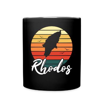 Rhodos Insel Karte Griechenland Retro Geschenk - Tasse einfarbig - Schwarz - Vorne