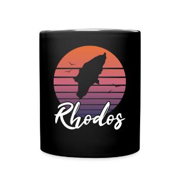 Rhodos Insel Karte Griechenland Retro Geschenk - Tasse einfarbig - Schwarz - Vorne
