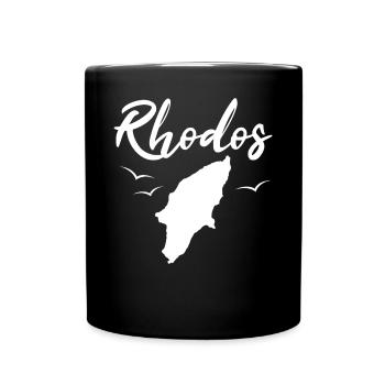 Rhodos Karte Griechische Insel Urlaub Geschenk - Tasse einfarbig - Schwarz - Vorne