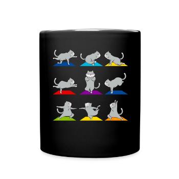 Funny Cat Yoga Sport Outfit Pet Pozn - Full Colour Mug - black - Front