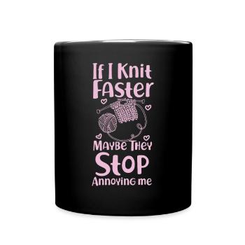 Tricoter si je tricote plus vite - Mug uni - noir - Devant