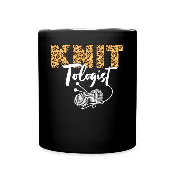 Knitting Wrinkled Leopard Cheetah - Full Colour Mug - black - Front