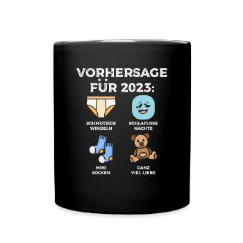 Werdende Eltern Vorhersage für 2023 Werdender Papa - Tasse einfarbig - Schwarz - Vorne
