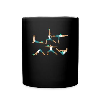 Yoga Bowling Meditation Bowler macht Yoga Übungen - Tasse einfarbig - Schwarz - Vorne