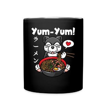 Yum Yum Japan Anime Ramen Noodle Dog - Full Colour Mug - black - Front