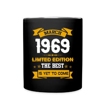 März 1969 Geburtstagsgeschenk - Tasse einfarbig - Schwarz - Vorne