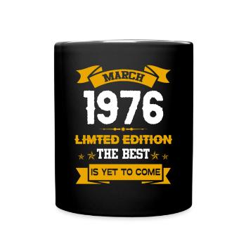 März 1976 Geburtstagsgeschenk - Tasse einfarbig - Schwarz - Vorne