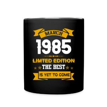 März 1985 Geburtstagsgeschenk - Tasse einfarbig - Schwarz - Vorne