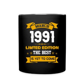 März 1991 Geburtstagsgeschenk - Tasse einfarbig - Schwarz - Vorne