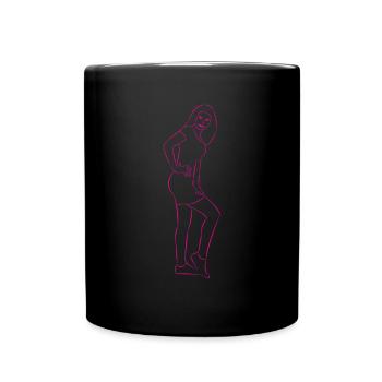 Jolie femme dessinée - Mug uni - noir - Devant