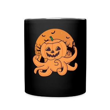 Poulpe à la citrouille Orange Poulpe Halloween Poulpe - Mug uni - noir - Devant
