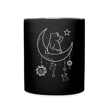 Bohemian Aesthetic Kawaii Bear Celestial - Full Colour Mug - black - Front