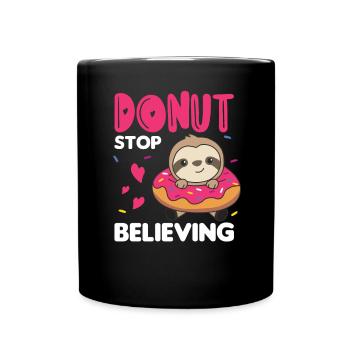 Süßes Faultier lustige Tiere in Donut pink - Tasse einfarbig - Schwarz - Vorne