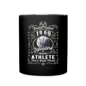 Vintage 1969 Basketball Birthday Gift Hobby - Full Colour Mug - black - Front