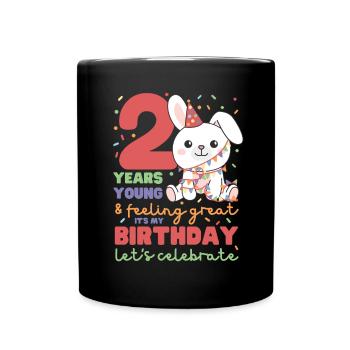 Rabbit for 2nd birthday Children two years old - Full Colour Mug - black - Front