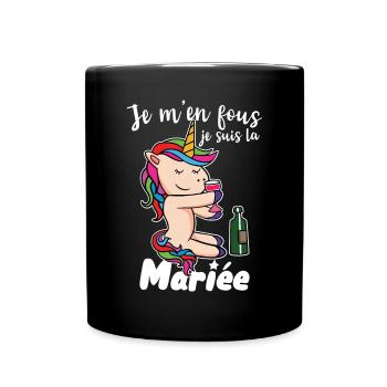 La Future Mariée Humour EVJF Licorne Apéro Fête - Mug uni - noir - Devant
