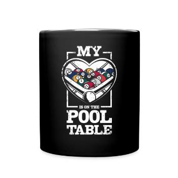 Mon cœur bat sur la table de billard - Mug uni - noir - Devant
